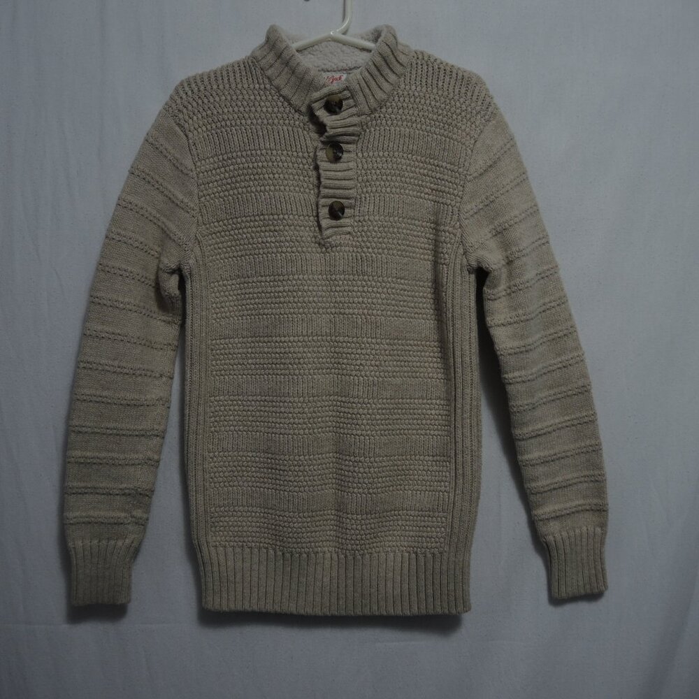 4/$25 Cat & Jack Cable Knit Pullover Sweater Cream Mock Neck Collar Sz L 12/14